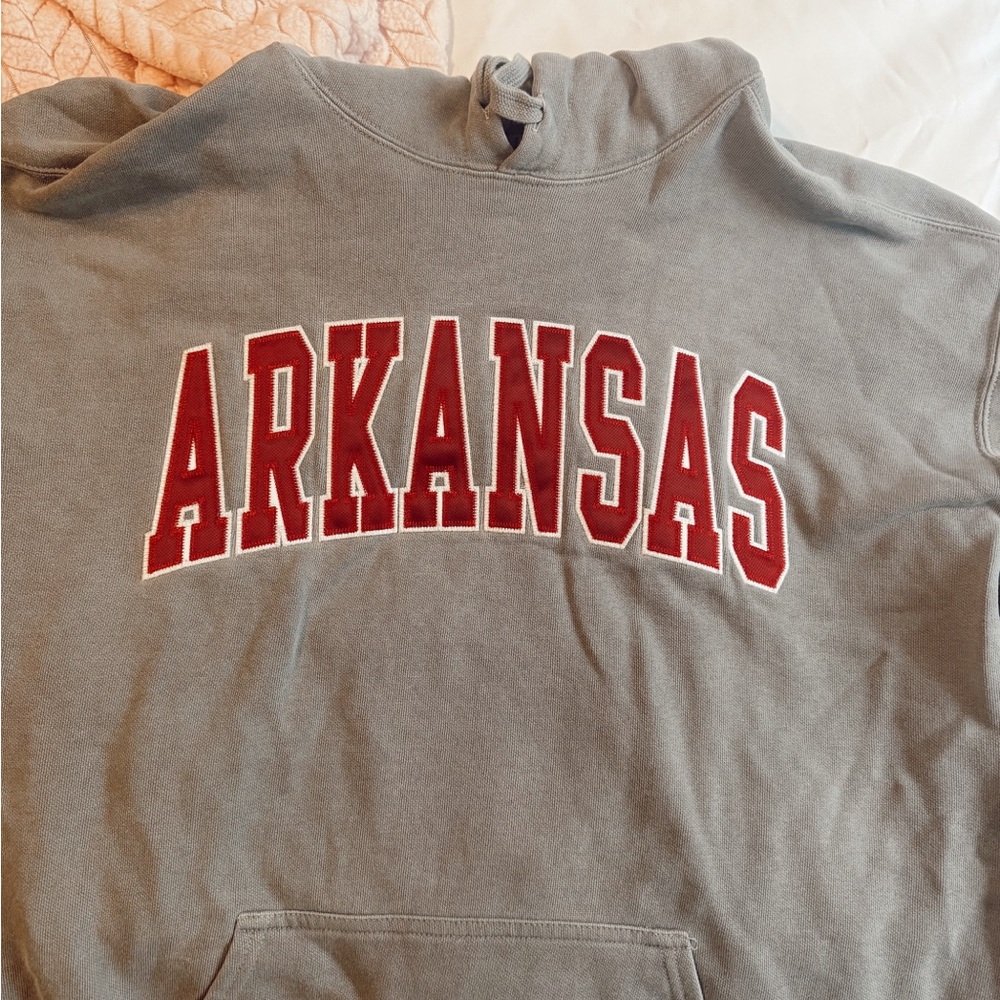 Grey and red University of Arkansas hoodie #Razorbacks #Arkansas